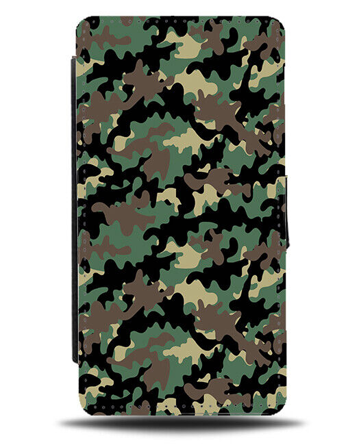 Army Camo Colours Flip Wallet Case Camouflage Pattern Print Coloured Green AA55