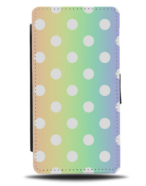Rainbow & White Spotted Flip Cover Wallet Phone Case Spots Spotty Colourful i474