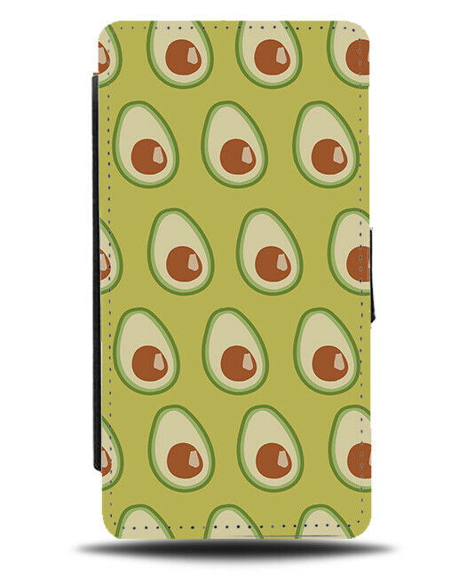 Dark Green Avocados Pattern Flip Cover Wallet Phone Case Avocado Posh Funny si5