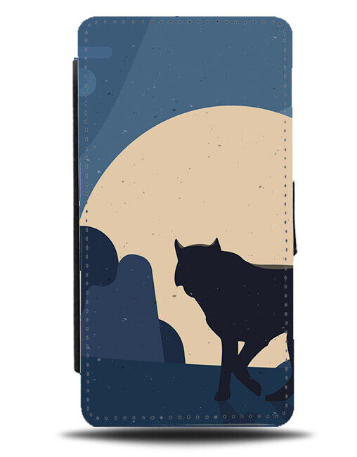 Scary Wolf In The Full Moon Flip Wallet Case Walking Shape Silhouette K469