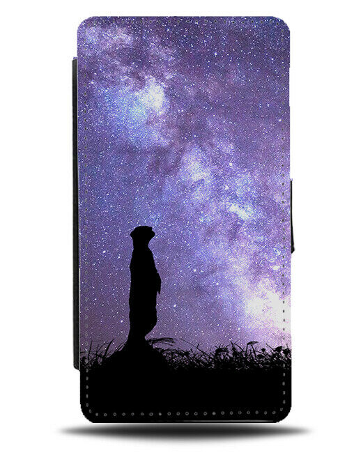 Meerkat Silhouette Flip Cover Wallet Phone Case Meerkats Galaxy Moon i216