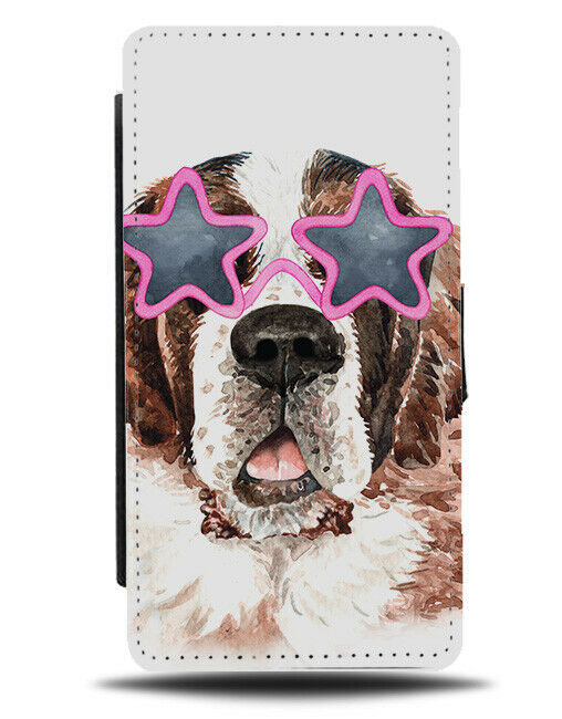St Bernard Flip Wallet Phone Case Dog in Star Sunglasses Funny Gift Saint K628