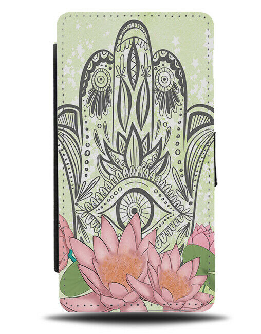 Hamas Hand and Flowers Flip Wallet Case Flower Floral Buddha Tribal Drawing G778