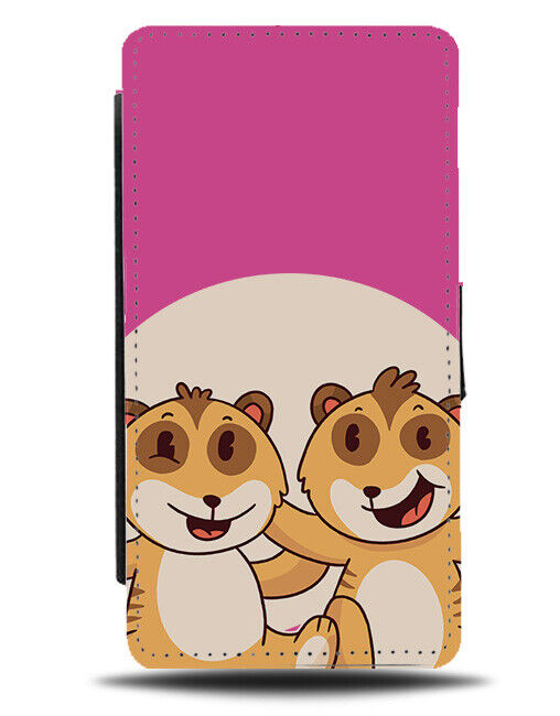 Pink Childrens Meerkat Cartoon Characters Flip Wallet Case Meerkats Kids J729