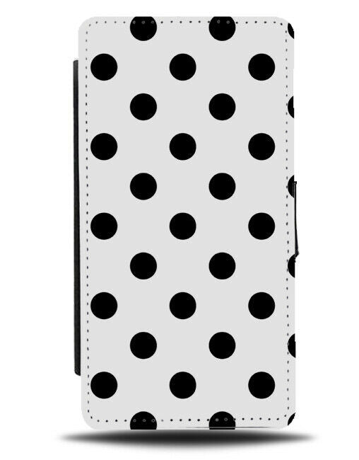 White With Black Polka Dot Pattern Flip Cover Wallet Phone Case Spots Retro i584