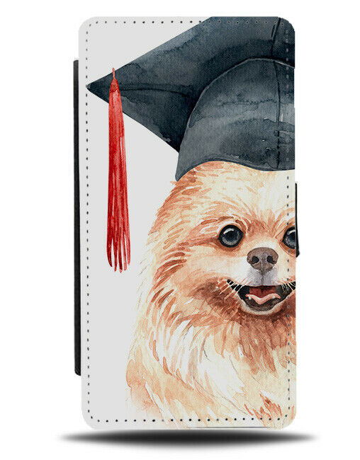 Pomeranian Flip Wallet Phone Case Dog Graduate Teacher Graduation Hat K600