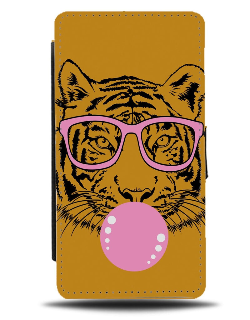 Retro Tiger Blowing Bubblegum Bubble Flip Wallet Case Tigers Baby Pink 60s BY38