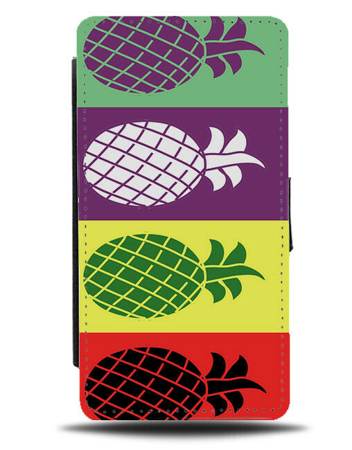 Colourful Pineapple Drawing Flip Cover Wallet Phone Case Multicoloured Fun B953