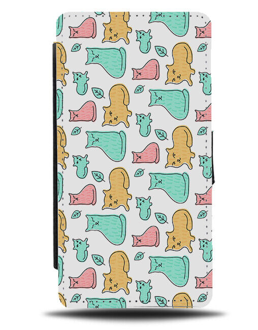 Funny Squashed Cat Pattern Flip Wallet Case Cats Flat Squash Kittens K792