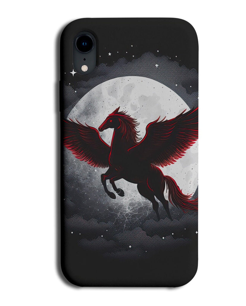 Flying Pegasus In Full Moon Phone Case Cover Horse Red and Black Creature BS07