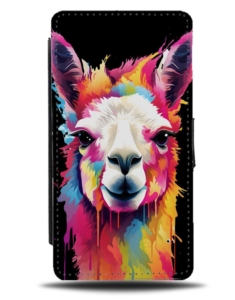 Colourful Alpaca Pop Art Design Flip Wallet Case Alpacas Graffiti Head Face DB20