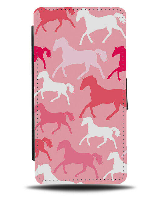 Girly Pink Running Horses Flip Wallet Case Horse Galloping Gallop Shape G324