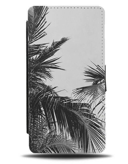 Black and White Retro Palm Tree Photograph Flip Wallet Case Image Real Life G889