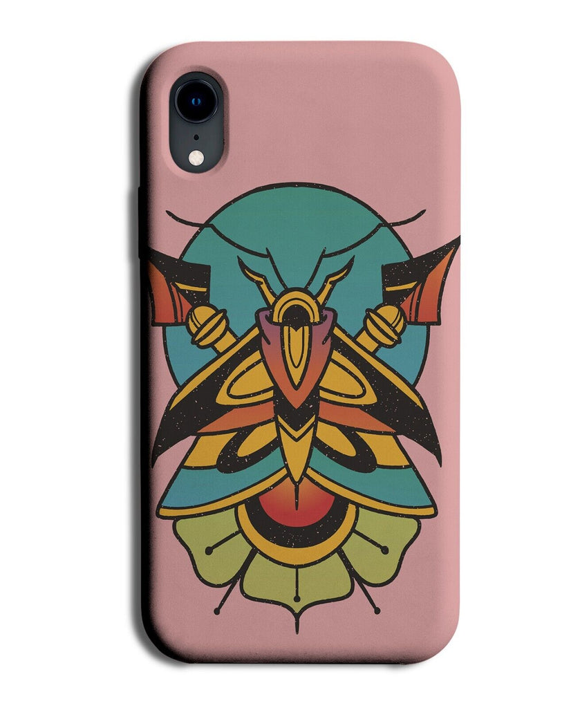 Moth Bug Tattoo Design Phone Case Cover Moths Bugs Warrior Fighter Pink P122