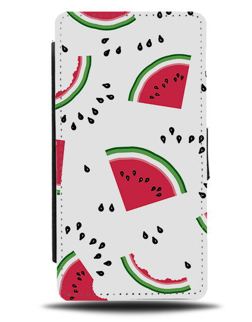 White Seeded Watermelon Slices Pattern Flip Wallet Case Retro Vintage E785