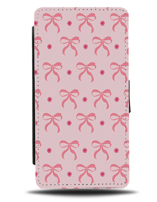 Pink Stylish Ballet Fashion Ribbons Flip Wallet Case Pink Bow Bows Ribbon E837