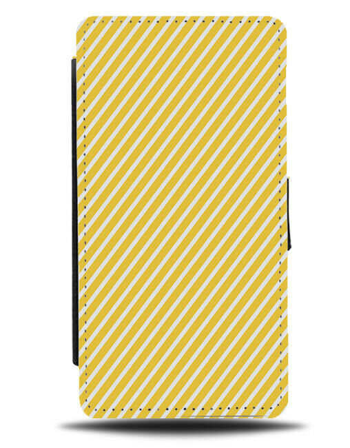 Yellow and White Lines Flip Wallet Case Stripes Thin Skinny Small Tiny G563