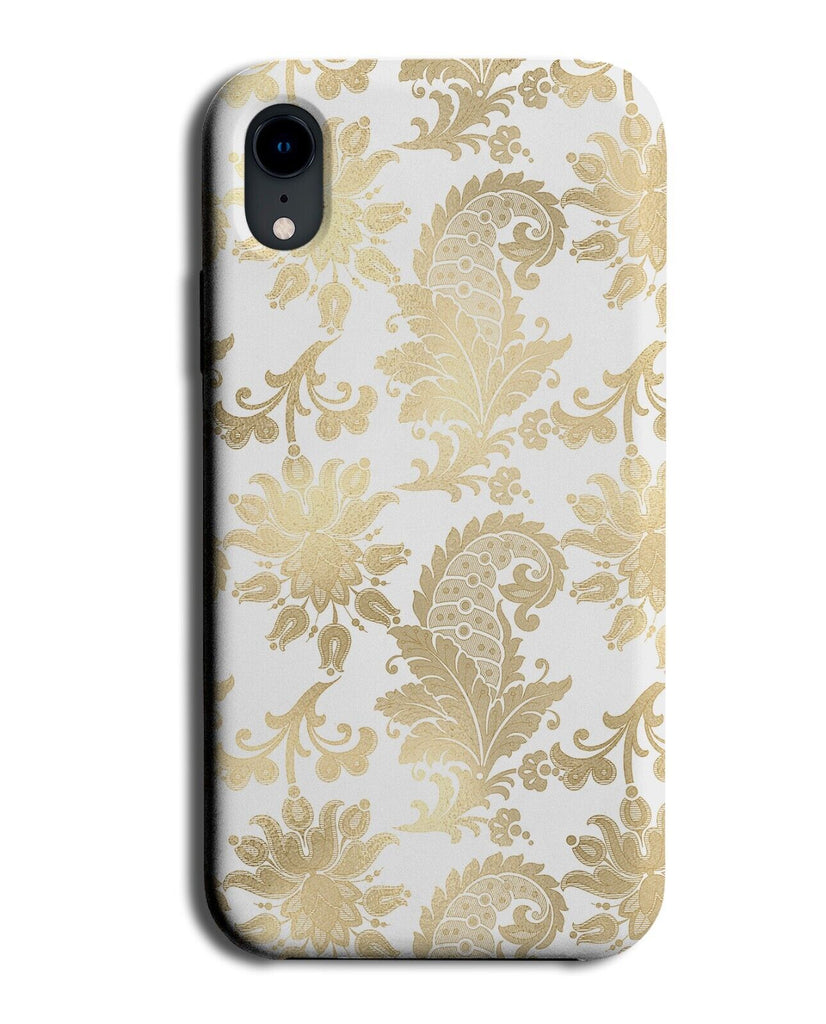 White and Gold Paisley Pattern Phone Case Cover Paisleys Shapes Floral AJ10
