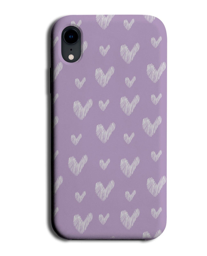 Lilac Purple Loveheart Pattern Phone Case Cover Doodles Chalk Writing Style CD16