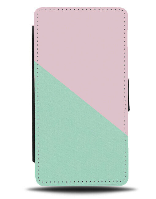 Baby Pink And Mint Green Flip Cover Wallet Phone Case Half and Half Pattern i345