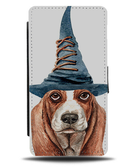 Basset Hound Flip Wallet Phone Case Dog Dogs Wizard Hat Magic Magician K488