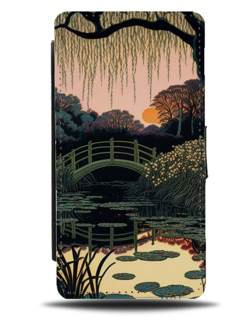 Japanese Gardens Sunset Flip Wallet Case Garden Japan Oriental Sunrise Sun BB42