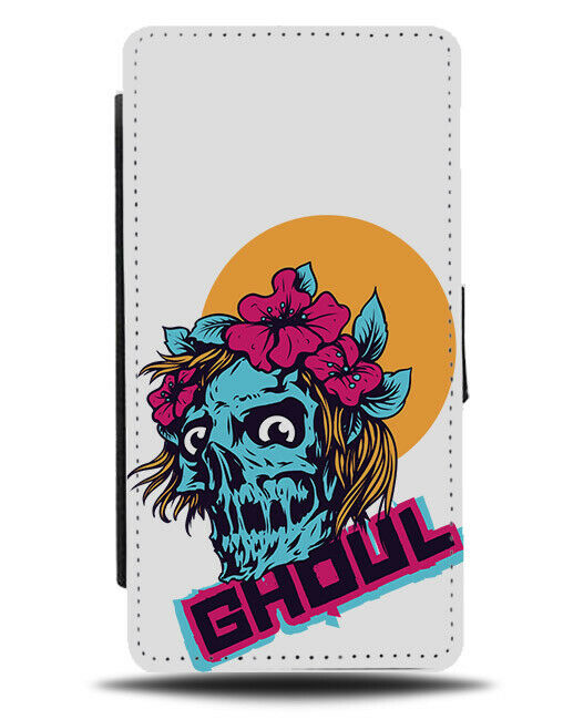 Flower Crown Princess Flip Wallet Phone Case Goth Grunge Flowers Skull E297
