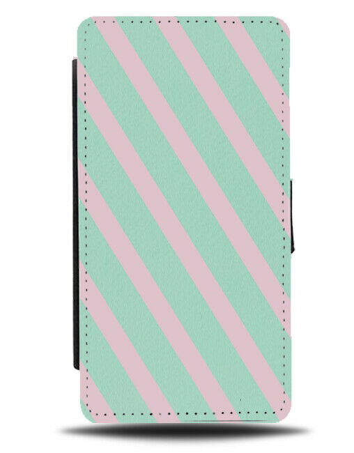 Mint Green and Baby Pink Stripey Pattern Flip Cover Wallet Phone Case & i865
