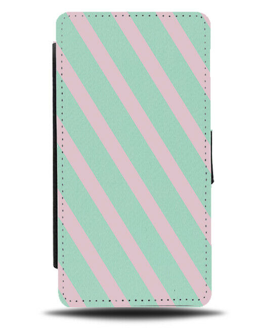 Mint Green and Baby Pink Stripey Pattern Flip Cover Wallet Phone Case & i865
