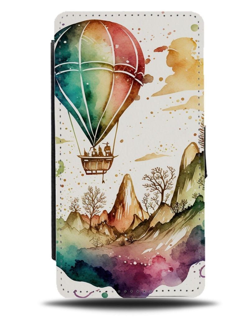 Hot Air Balloon Painting Flip Wallet Case Watercolour Oil Balloons Picture BC96