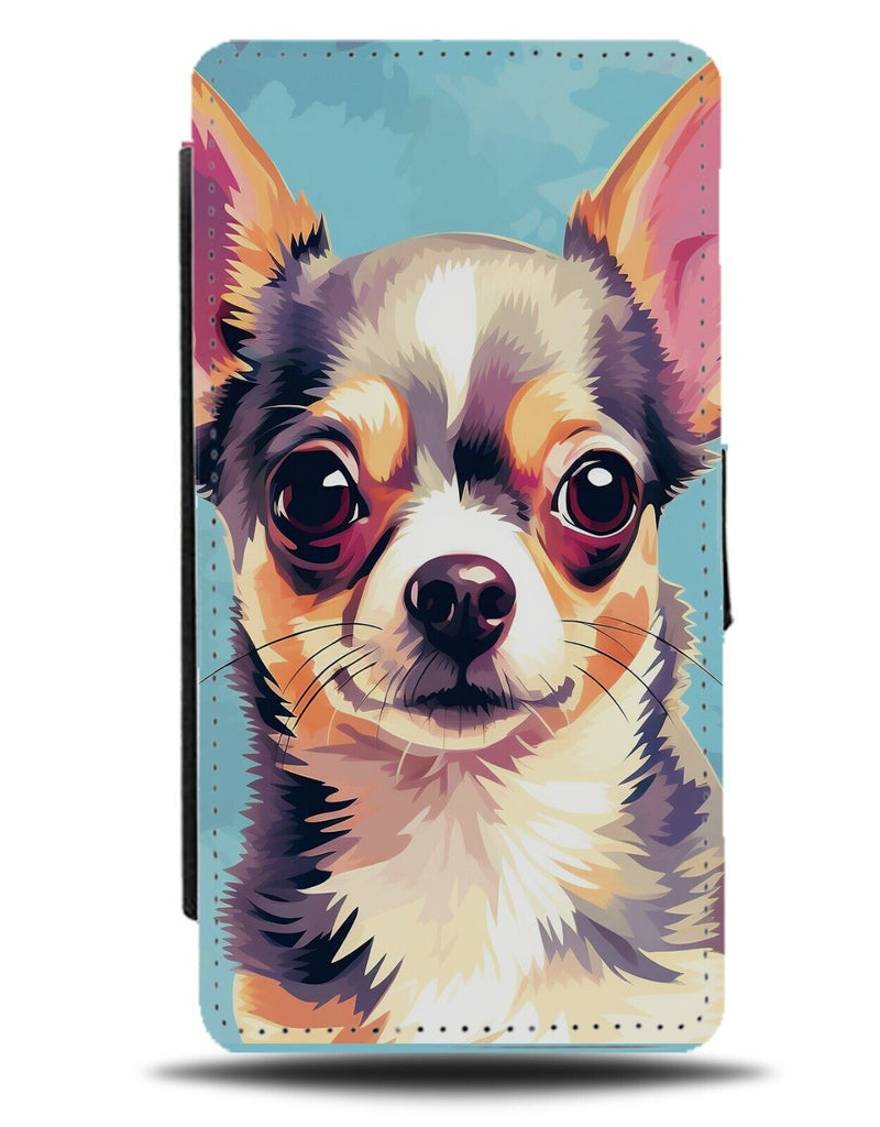 Chihuahua Flip Wallet Case Dog Dogs Chihuahuas Oil Painting Art Black Brown CY53
