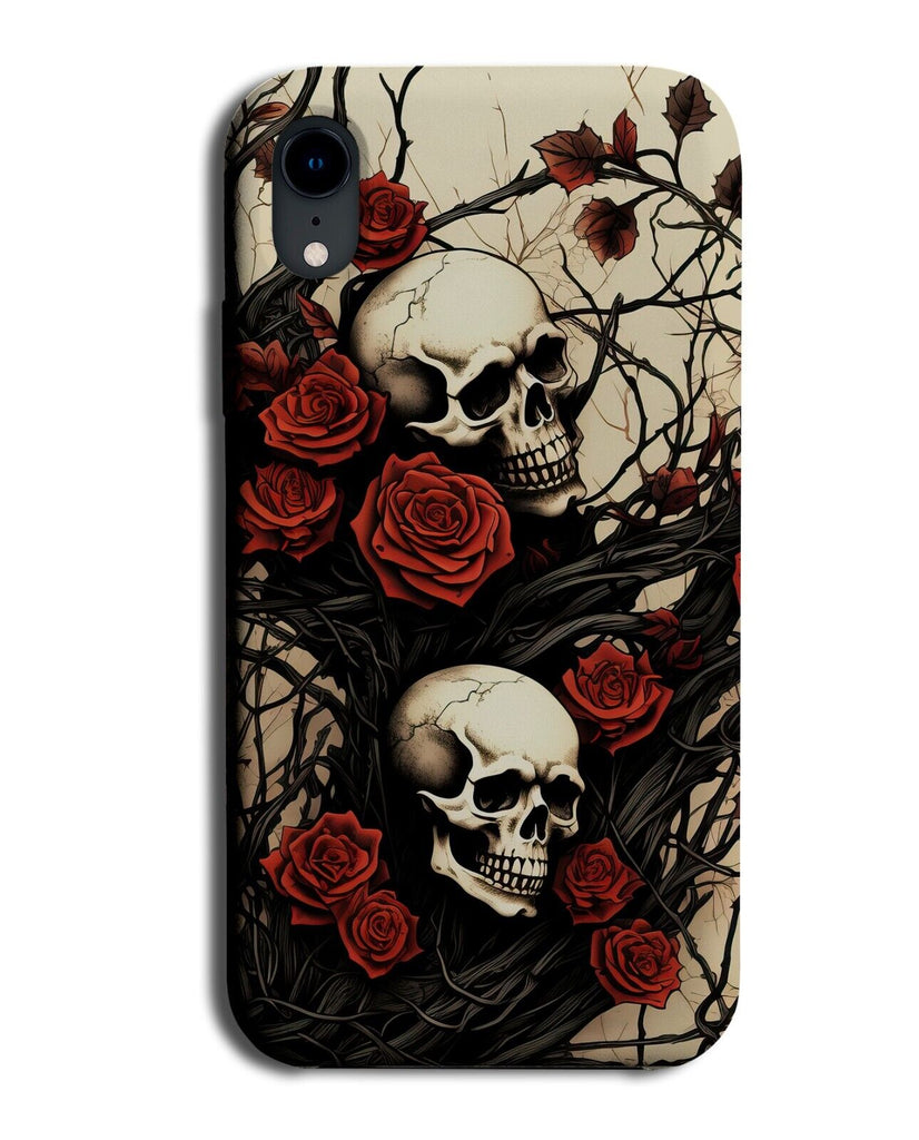 Red Roses and Skulls Phone Case Cover Skull Skeletons Heads Halloween Goth DB75