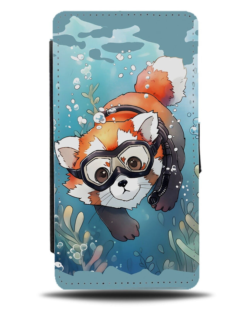 Funny Red Panda Scuba Diving Flip Wallet Case Diver Swimming Sea Novelty CL55
