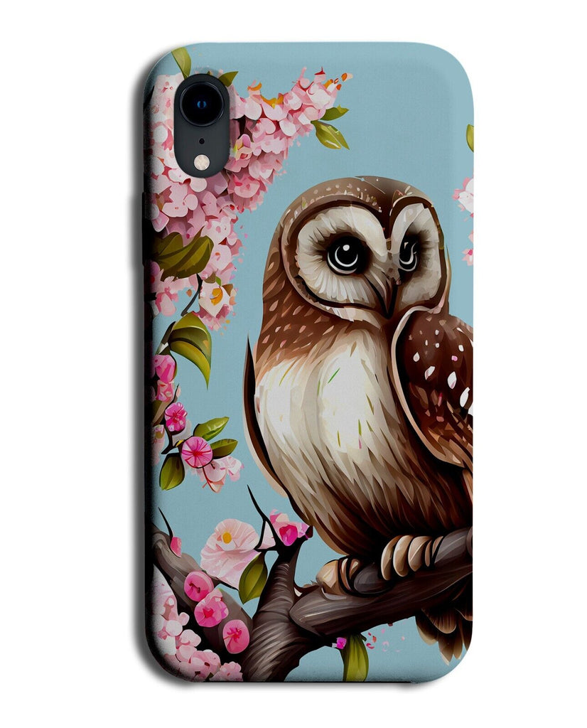 Cartoon Owl On Cherry Blossom Tree Branch Phone Case Cover Branches Owls BR56