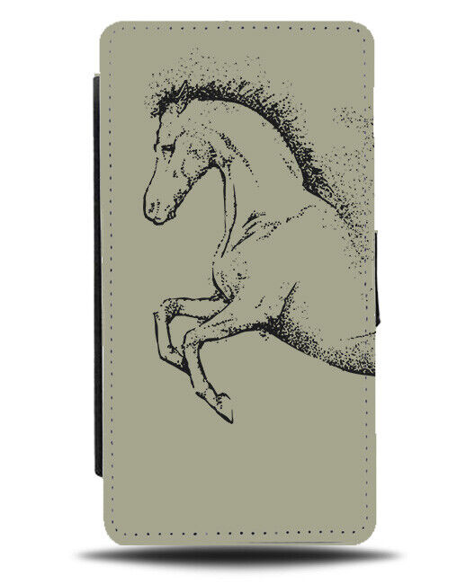 Artistic Horse Sketch Drawing Flip Wallet Case Sketched Art Work Picture J513