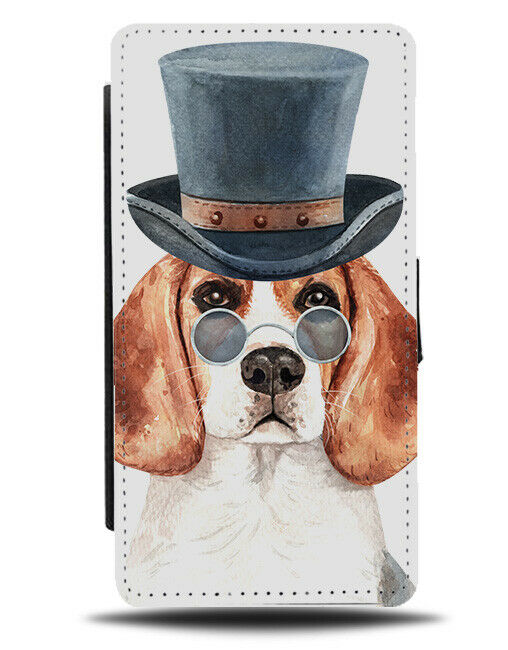 Funny Beagle Picture Flip Wallet Case Beagles Hat Posh LOL Photo Image K671