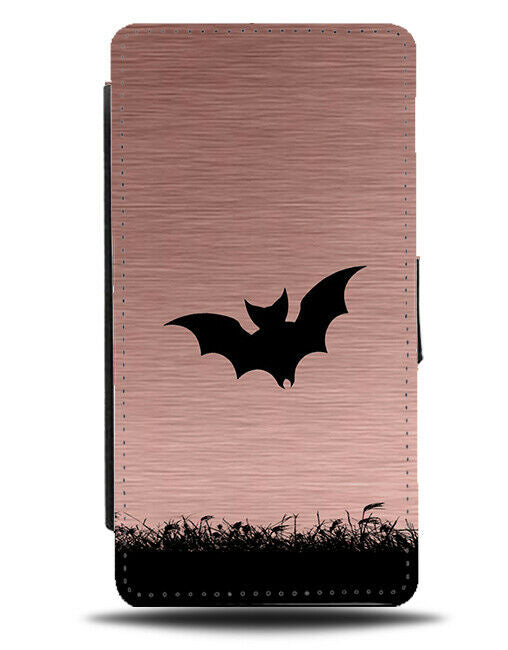Bats Silhouette Flip Cover Wallet Phone Case Bat Rose Gold Coloured I105