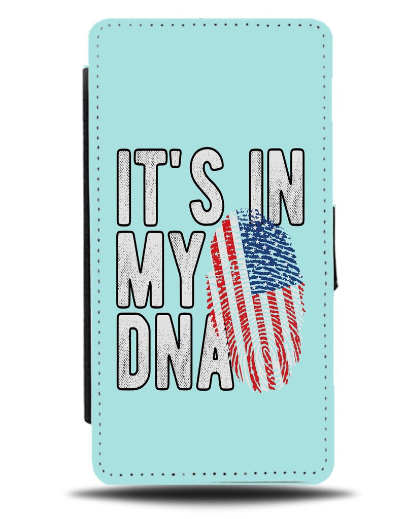 Blue Its In My DNA American Flag Flip Wallet Case USA America Design Boys BH06