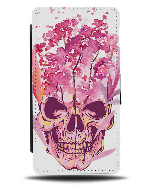 Flowery Skull Oil Painting Flip Wallet Phone Case Skulls Flowers Floral E246