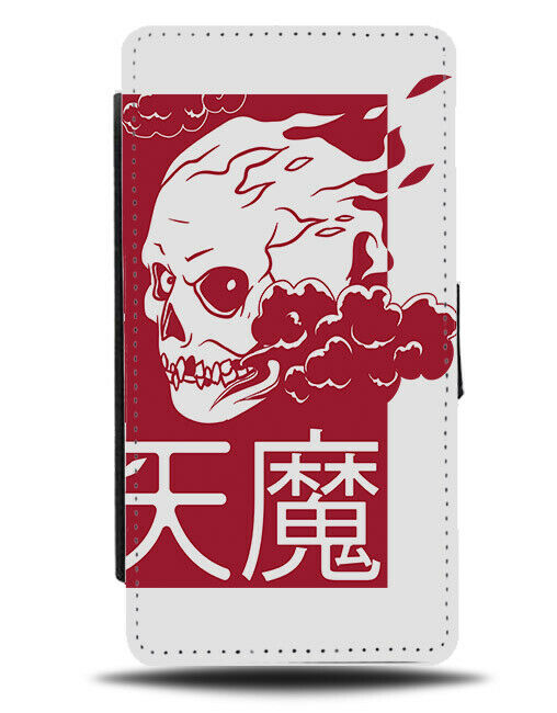 Red and White Anime Skull Flip Wallet Phone Case Grunge Goth Gothic E243