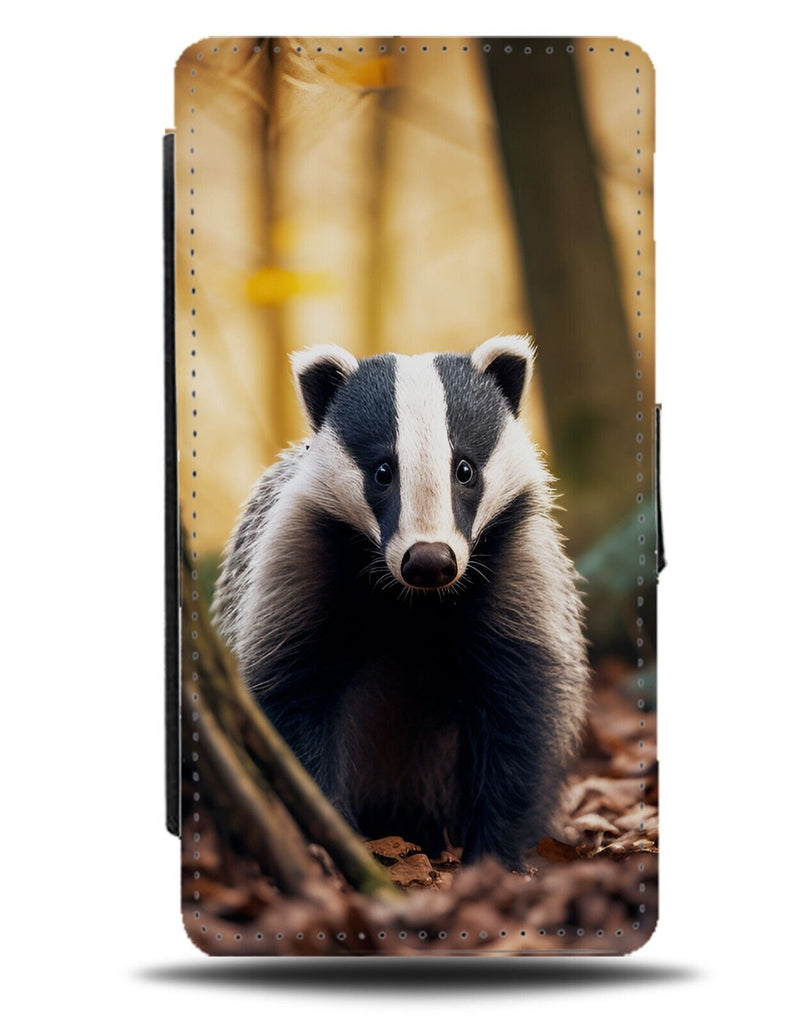 Wild Badger Photograph Flip Wallet Case Photo Picture Badgers Woods Nature DB14