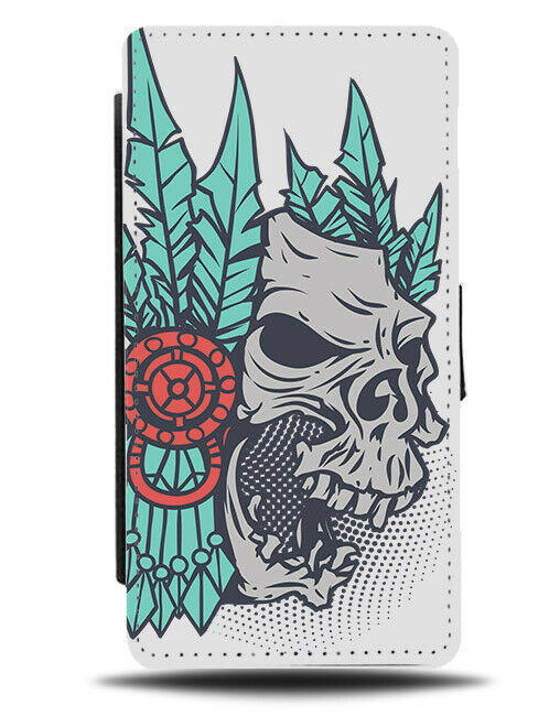 Skull Warrior Helmet Flip Wallet Phone Case Traditional Headwear Head Wear E238