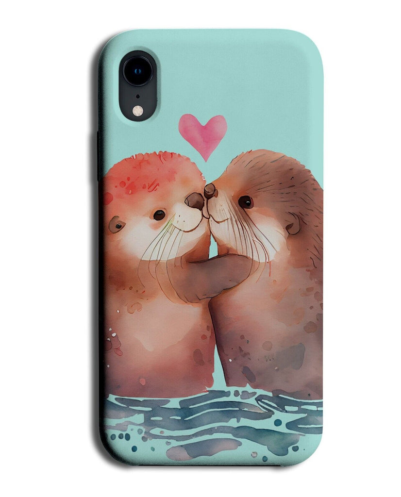 Couple Otters Phone Case Cover Relationship Love Otter Sea Cartoon Valentin BH76