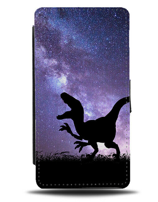 Dinosaur Silhouette Flip Cover Wallet Phone Case Dinosaurs Galaxy Moon i205