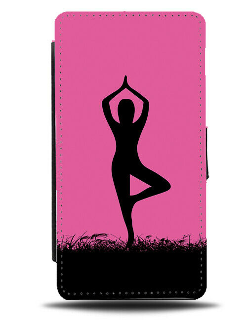 Yoga Flip Cover Wallet Phone Case Meditation Meditator Womens Gift Hot Pink i625