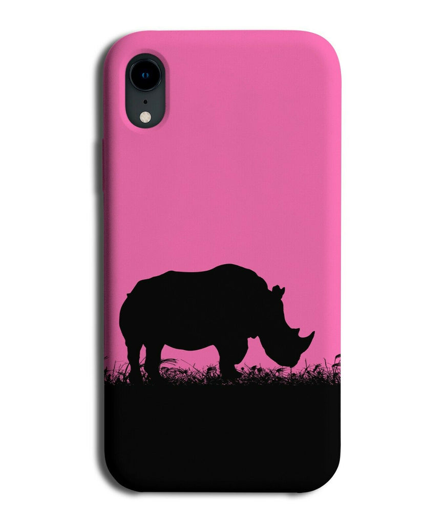 Rhino Silhouette Phone Case Cover Rhinos Hot Pink Rhinoceros I037