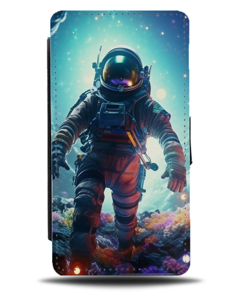 Spaceman Flip Wallet Case Astronaught Suit Space Man Stars In Moon Sky Men CQ01