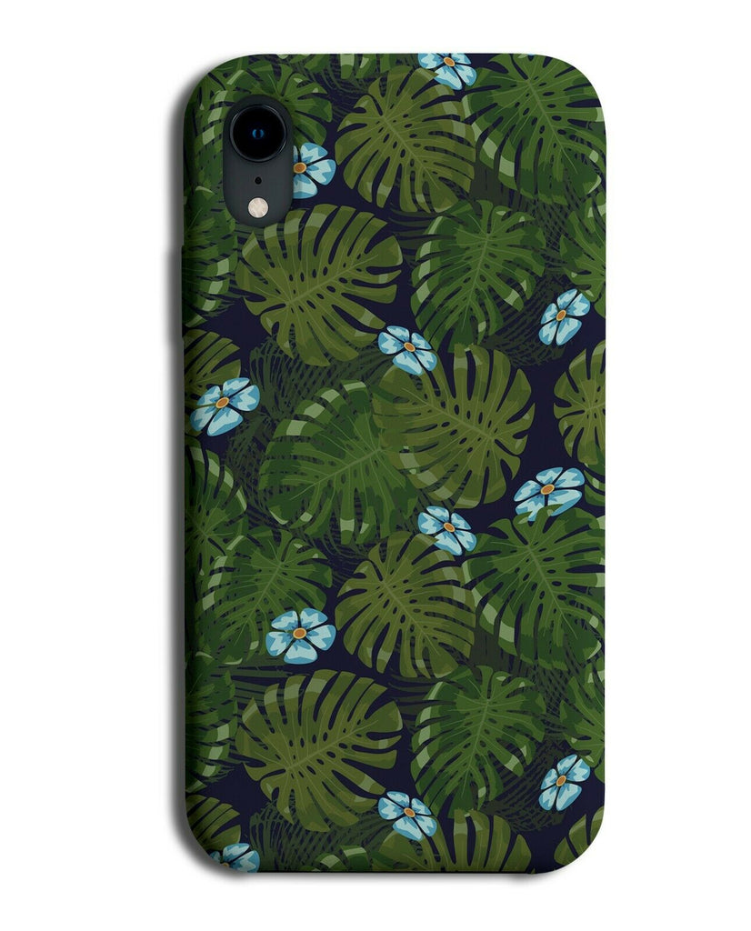 Blue Lilys and Palm Tree Ferns Leaves Phone Case Cover Shrubbery Wallpaper H469
