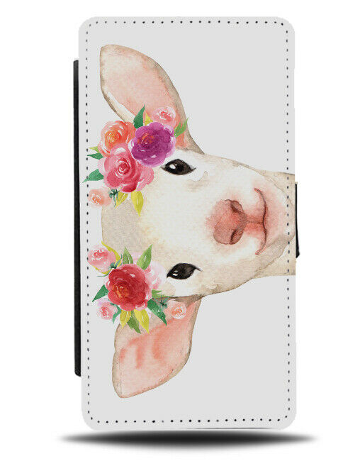 Baby Lamb In Flower Crown Flip Wallet Case Girly Girls Floral Funny Sheep H974