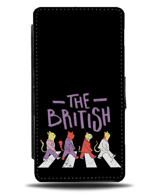 Funny British Cat Band Flip Wallet Case Cats Music English Zebra Crossing K365